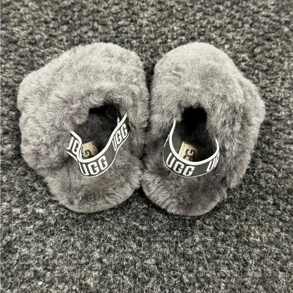 UGG Gray Fluffy Slippers